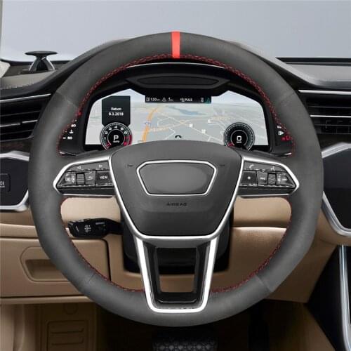 DIY Anti-Slip Wear-Resistant Steering Wheel Cover For Audi A6 (C8) Avant Allroad 18-19 A7 (K8) 18-19 Car Interior Decoration