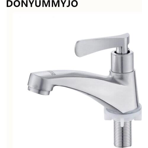 DONYUMMYJO 1pc Cast 304 Stainless Steel Single Cold Basin Faucet Wash Basin Wash Bathroom Faucet Tap