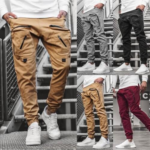 New Men Hip Hop Joggers Pants Multi-Pocket Jogger Cargo Sweatpants Ankle Tied Sportswear Harem Pants Streetwear Trousers 2021