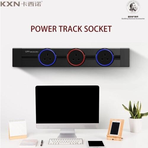 KXN Electrical Wall-Mounted Power Track Socket Removable Tabletop Outlets Multiple Adaptors Plugs for Kitchen Home Office