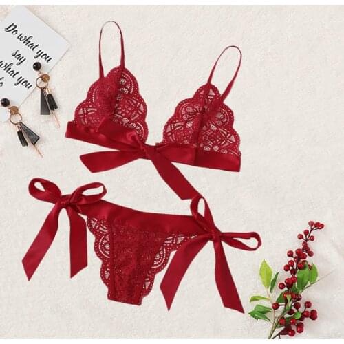 Erotic Lingerie Sexy Costumes Lace Siamese Perspective Three-Point Underwear G-string Sexy Lingerie Adult Products