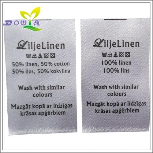 Customized Clothing Care Labels Ribbon Printed Garment Satin Label With Own Logo Custom Silk Ribbon Print Sewing Clothing Tags