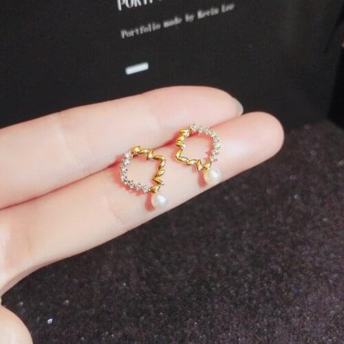 Exquisit Small Pearl Earrings Elegant Abstract Square Design Earring Fine Handmade Jewelry Anniversary Temperament Gifts