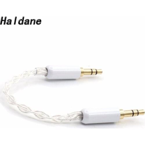 Free shipping Haldane 10cm 3.5mm to 3.5mm 7N OCC Silver Plated 3.5 mm Stereo Audio Hifi Audio cable car AUX wire jump cable