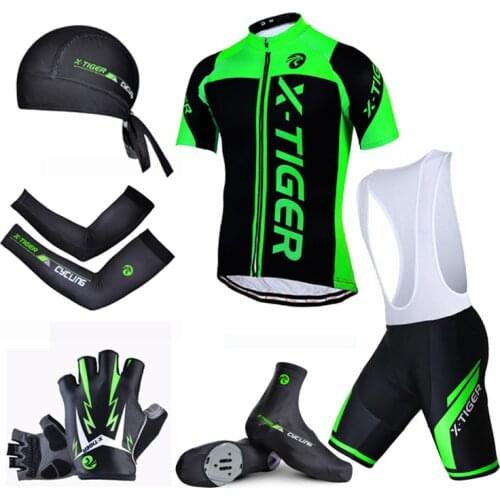 X-Tiger Summer 6 in 1 Cycling Set ! 100% Polyester Cycling Jerseys Set Bicycle Wear Mountain Bike Cycling Clothing Ropa Ciclismo