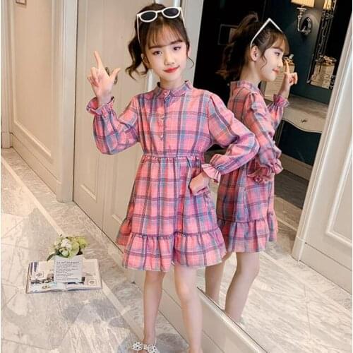 Hot sales 2017 new Fashion girls letter plaid childrens shirts Korean style casual cotton blouses children clothing