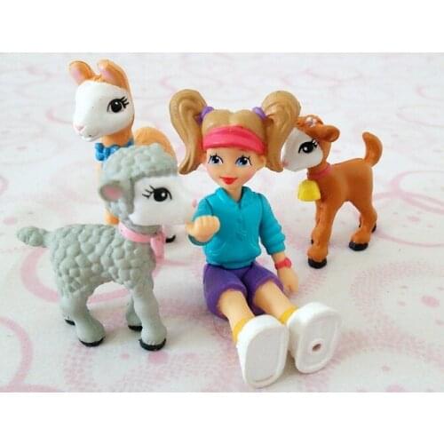 Pvc figure girl and sheep toy 4pcs/set