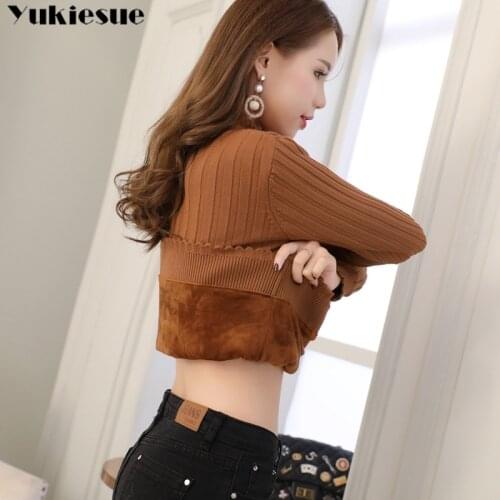 Fashion Sweaters Women Winter large size Knitted sweater Bottoming shirt Velvet Lining Thick Warm Pullover Sweater For Women