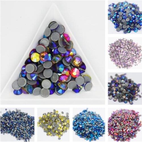 Multi-color AB Top Quality Crystal Glass Super Bright Hot Fix Rhinestone Strass Hotfix Iron On Rhinestones for Fabric Garment