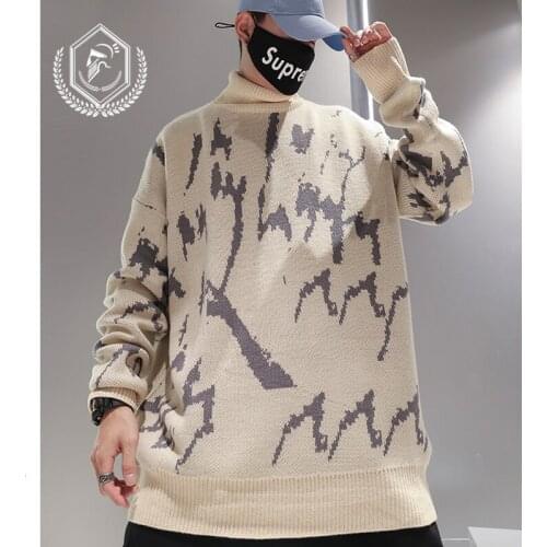 Men Fashion Loose Print Knitsweaters Casual Hip Hop Pullover NEW Sweaters