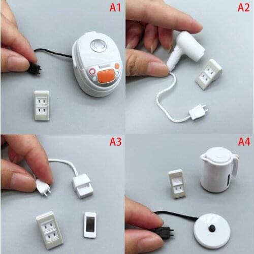 For Dollhouse Decals New 1:12 Dollhouse Miniature Socket Charging Cable for Mini Electric Appliances