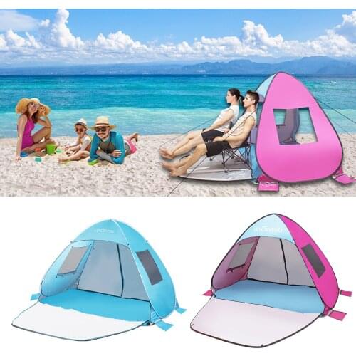 New Pop Up Beach Tent Sun Shelter Tent Easy Setup Outdoor Travel Tent 190T Waterproof Silver Coated Polyester Cloth Camping Tent