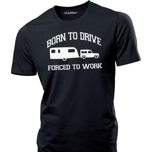 2019 New Summer Men Hot Sale Fashion Caravan Born To Drive Mens T Shirt Funny Gift Birthday Tshirt Tow Bar Mirrors