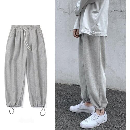 New Mens Casual Sweatpants Solid High Street Trousers Men Joggers Harem Mens Pants Streetwear