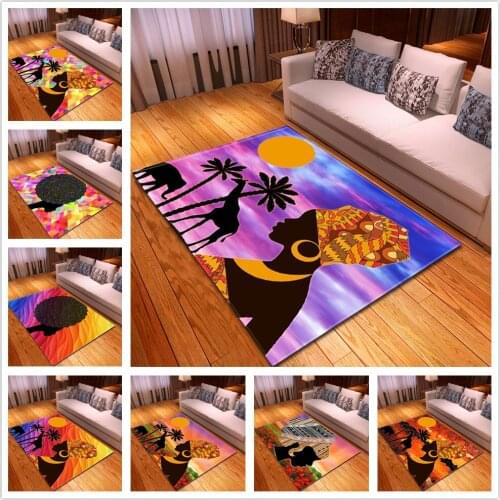 New Hot African Woman Head Portrait 3D Printed Carpets For Living Room Bedroom Area Rug Flannel Home Soft Mat/Rug Antiskid Floor