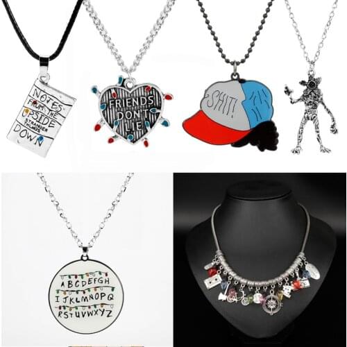 Stranger Things Necklace Demodog Demogorgon Dustin Henderson Charm Pendant Friends Don't Lie Choker Necklace For Men Women
