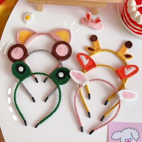 Fashion Lovely All-match Animal Ears Hair Band Cute Cartoon Cat Knitted Headband For Women Girls Kids Headwear Hair Accessories