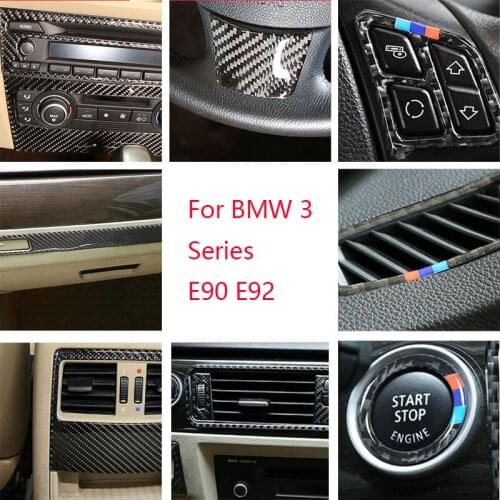 Real carbon fiber car interior modification parts headlight switch stickers For BMW 3 Series E90 E92 Car Accessories car sticker