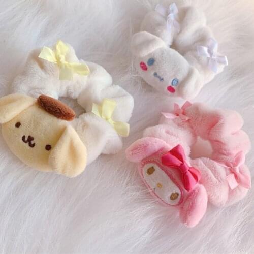 Cartoon Animal Plush Scrunchie Elastic Hairband Fluffy Hair Tie Hair Rope Furry Hair Accessories Girls Women Headband