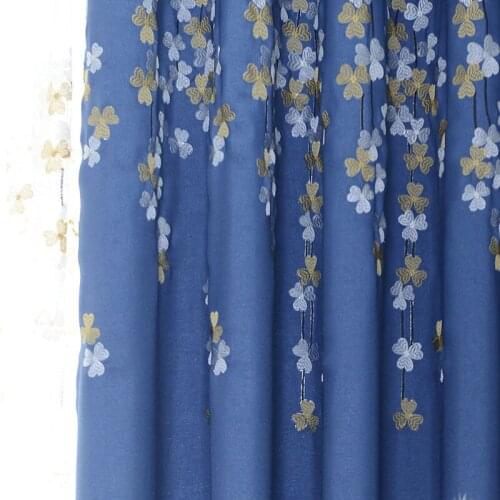 Luxury embroidery small flower curtains living room flowers embroidery curtains bedroom window fabric tulle curtains