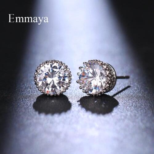 Emmaya Classis Series Tiny Round Shape Earring For Women Cute Decoration In Banquet Delicate Zirconia Jewelry Three Color
