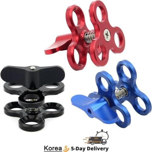 Triple Ball Clamp 3 Holes Underwater Arm Diving Bracket For Photography Torch Aluminum Diving Lights Ball Butterfly Clip Mount