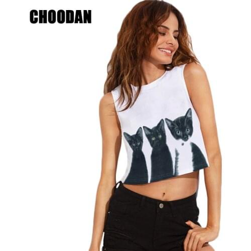Crop Tops Women 3D Animal Print Sleeveless Blouses 2020 New Fashion Short Tank Tops Korean Style Casual Irregular Fitenss Shirts