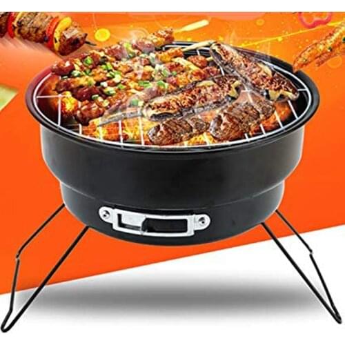 Outdoor Folding Portable Barbecue Grill Barrel Stove Round Charcoal BBQ Grill Small Household Picnic Furnace