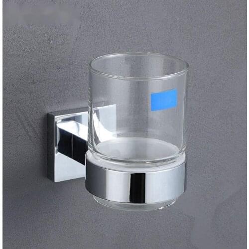 Bathroom Mouthwash Cup Shelf Set With Glass Bathroom Brush Cup Single Cup 304 Stainless Steel Bathroom Hardware Pendant