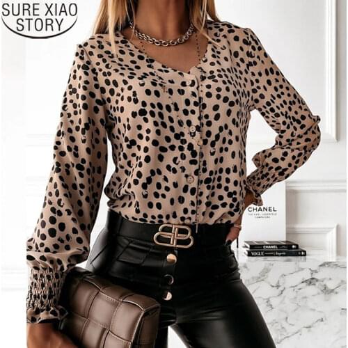 Vintage Long Sleeve blouse Women Polka Dot Print shirt Korean Button Shirts Women Casual Plus Size Womens Tops And Blouses 12256