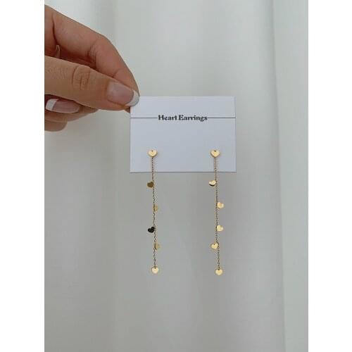 Heart Earrings for Women Tiny Heart Sequins Long Dangle Drop Earrings Titanium Steel Shiny Love Fragment Earrings Trendy Jewelry