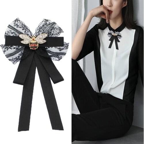 Handmade Bow Tie Womens Unisex Trendy Personality Bee Butterfly Bowtie Lace Pin Multipurpose Collar Flower Brooches