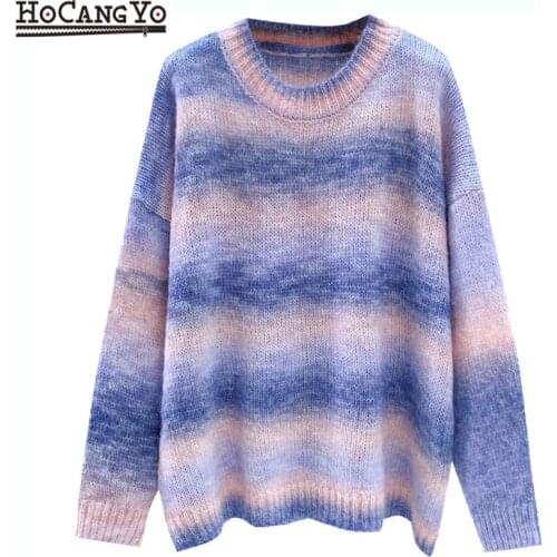 Winter Womens Sweaters Stripe Oversized Knitted Sweater Women Harajuku Sweater Loose Casual Long Sleeve Pullovers Jersey Mujer