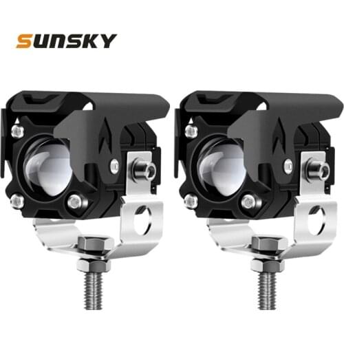 1 Pair Motorcycle External Work Light Rectangular Lens Spotlight 6000K/3000K 6000LM IP68 cool white/amber light for trucks/ATVs