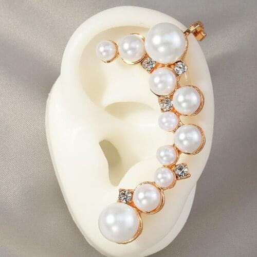 1PC Fashion Gold Ear Post Cuff Clip On Earrings Fake Cartilage Earring for Women Bridal Wedding Clip Earrings No Pierced Earring