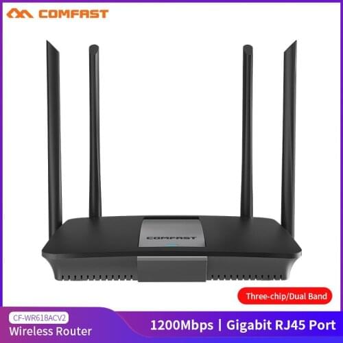 1200Mbps Dual Band Wireless WiFi Router 2.4G+5Ghz Gigabit Wan/Lan Port Smart Wi-Fi Router High Gain 4*6dBi Antennas Access Point