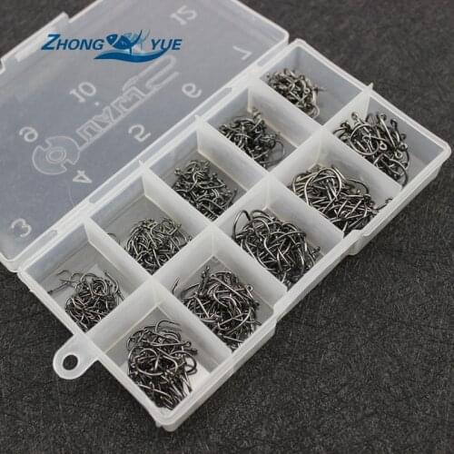 2boxes 1000 Pcs 3# -12# Carbon Steel Fishing Hook Fishhooks Durable Pesca Jig Head Fishing Hooks with Hole Carp Fishing Tackle B