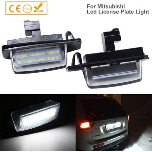 2pcs LED Licence Number Plate Light Lamps White Canbus For Mitsubishi Outlander 1/2/3/XL Eclipse 1/2/3/4/Cross Lancer Sportback