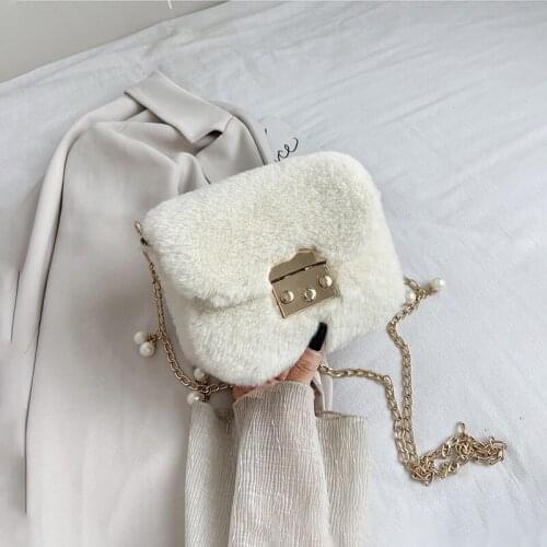 2021 New Korean Fashion Female Small Square Bag Handbag Plush Female Bag Shoulder Chain Bag Female Messenger Bag For Women