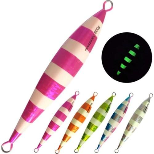 3PCS Fishing Deep sea Stripe Slowjig Metal Jigging Jigbait Spoon Lure spoon baits 200g 250g 300g 400g