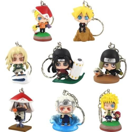 8pcs Anime Cartoon Keychains Model Toys