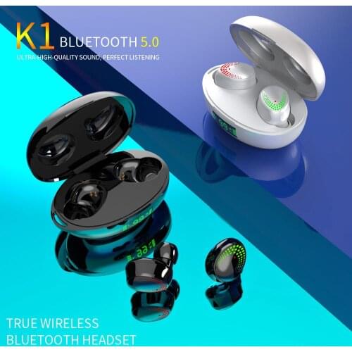 K1 Bluetooth 5.0 Wireless Earphones Noise Reduction Touch Control In-ear Sport Music Headset with LED Digital Display Charge Box