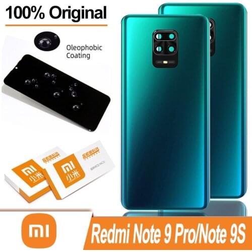 100% Original Back Housing for Xiaomi Redmi Note 9 Pro Note 9S Back Cover Battery Glass Rear With Adhesive Sticker Repair Parts