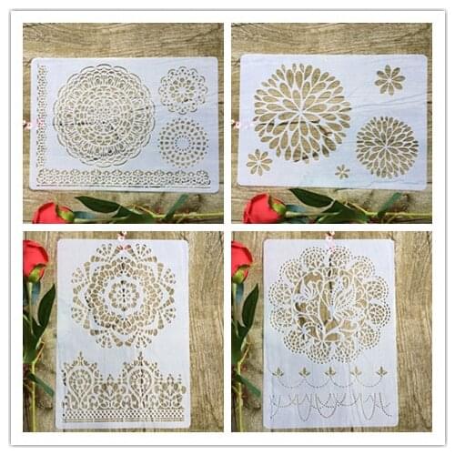 CraftArtGo DIY flower Stencils Painting Scrapbook Coloring Cake decorating sugar powder sieve printing mold printing table