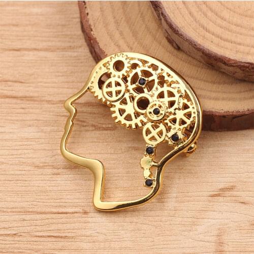 DoreenBeads Fashion Pin Brooches Cerebrum/ Brain Style Gold Silver Color Creative Accessories Charms Gift 3.3cm x 2.9cm, 1 Piece