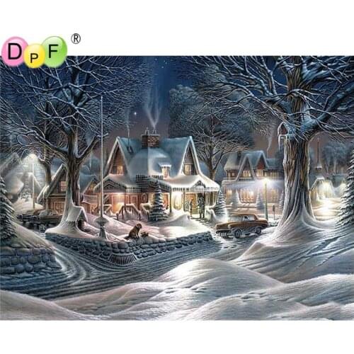 DPF diamond embroidery Winter snow diamond painting cross stitch needlework diamond mosaic kit full square rhinestone home decor