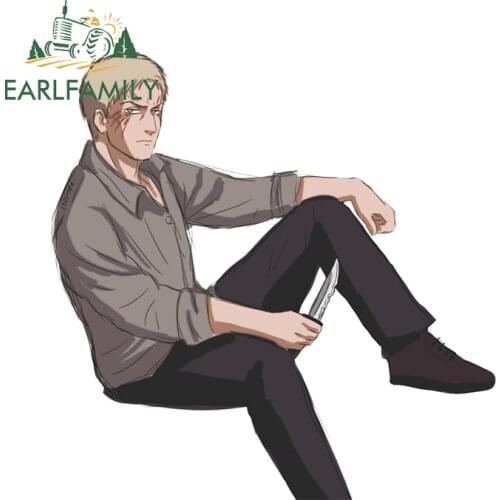 EARLFAMILY 13cm x 12.9cm for Reiner Braun Attack on Titan Funny Car Sticker Bumper Car Assessoires Waterproof Decal Laptop Decor