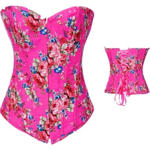 Hot Sale Sexy Woman Fashion Strapless Floral Print Denim Corset And Bustiers M1852