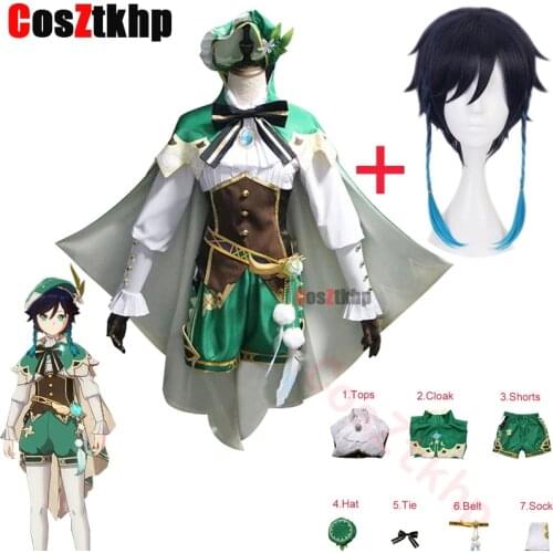 Halloween Carnival Anime Funny Performance Costume Genshin Impact Barbatos Full Cosplay Costume Including Gloves Socks