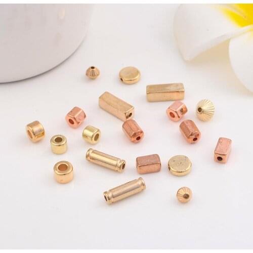 100pcs/lot 5 6 7mm Round Rectangle Spacer Beads Smooth Ball End Seed Beads For DIY Jewelry Making Findings Accessories Supplies